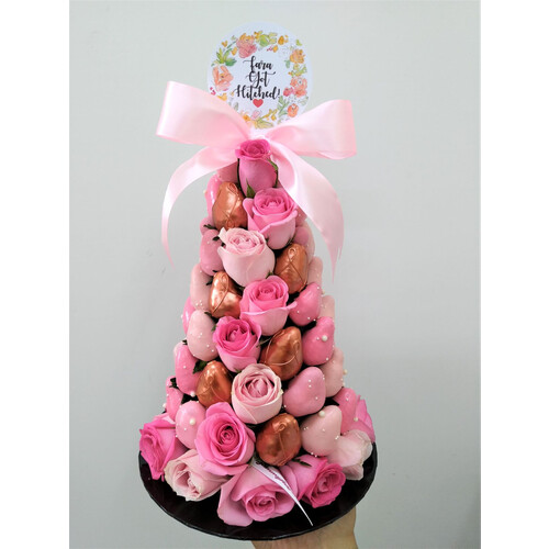 30cm Ombre Pink Strawberry Tower w/ Copper (Medium)